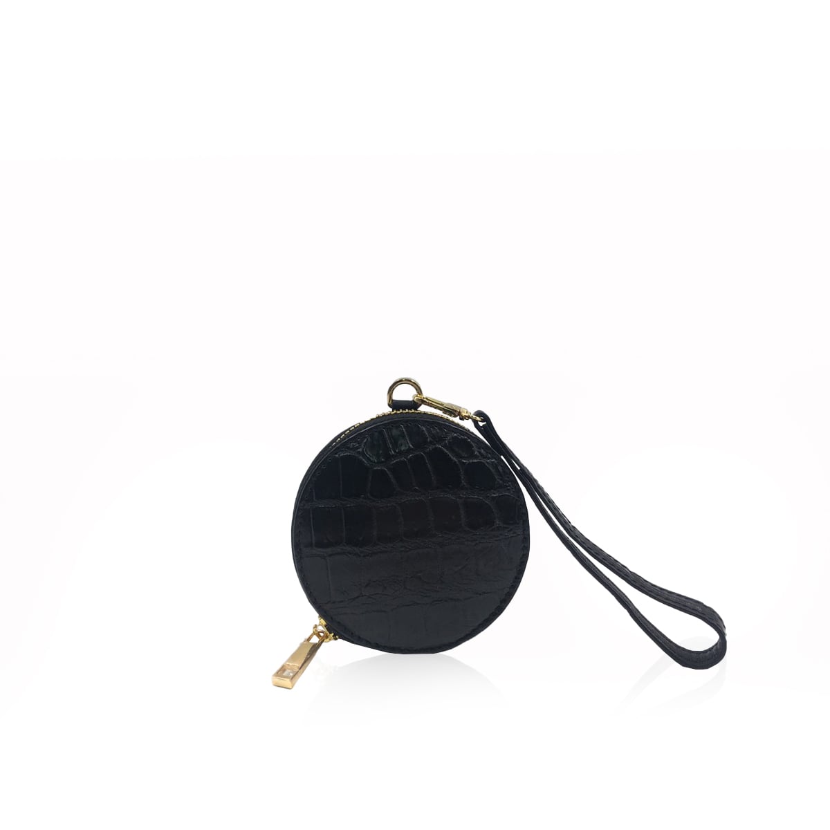 Lily Crocodile Leather Wallet Matte Black Size 9 cm