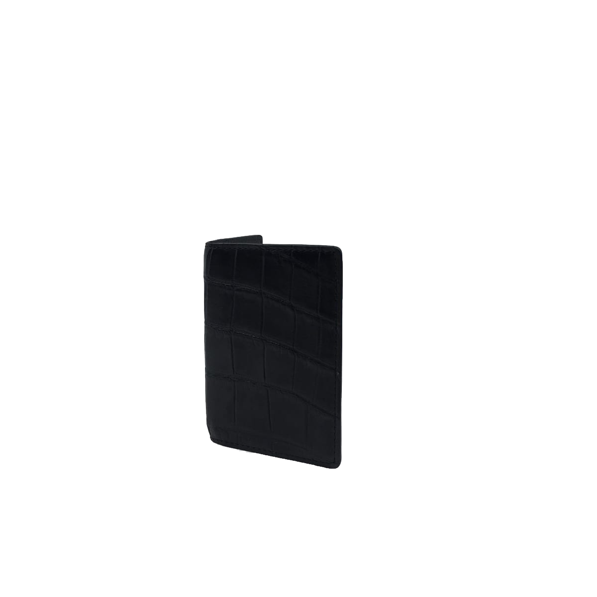 2 Pollar For Card Crocodile Wallet 7.5cm Black
