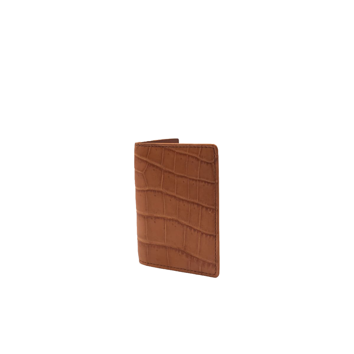 2 Pollar For Card Crocodile Wallet 7.5cm Tan