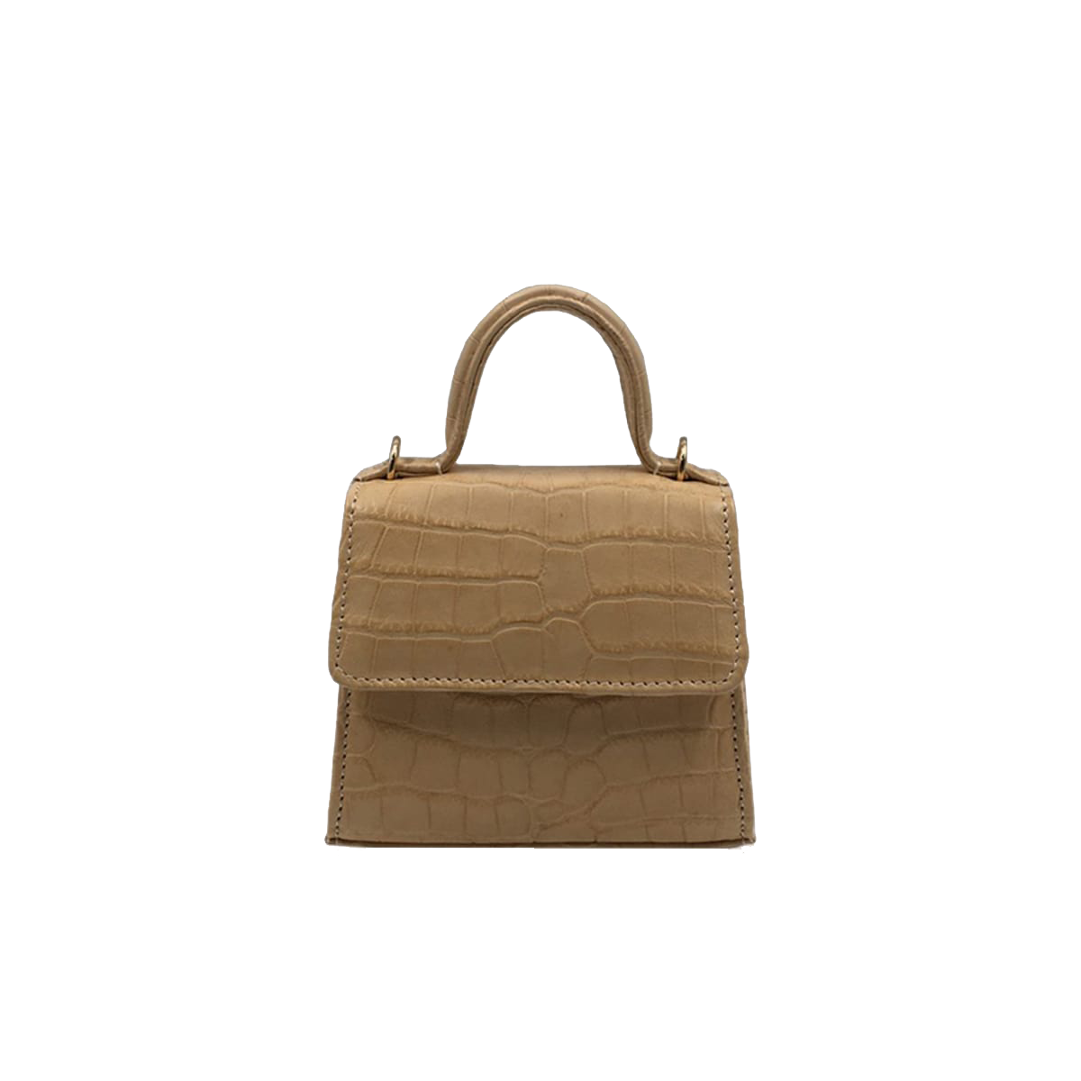Baby Goldmas Crocodile Belly Skin Handbag Beige Size 12cm