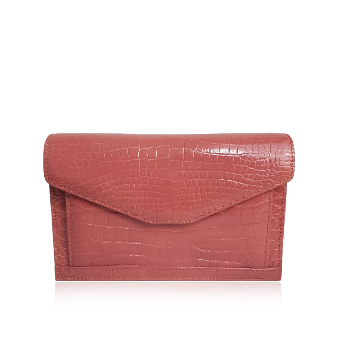 Cervin With Handle Shiny Sakura Crocodile Belly Leather Size 20 cm