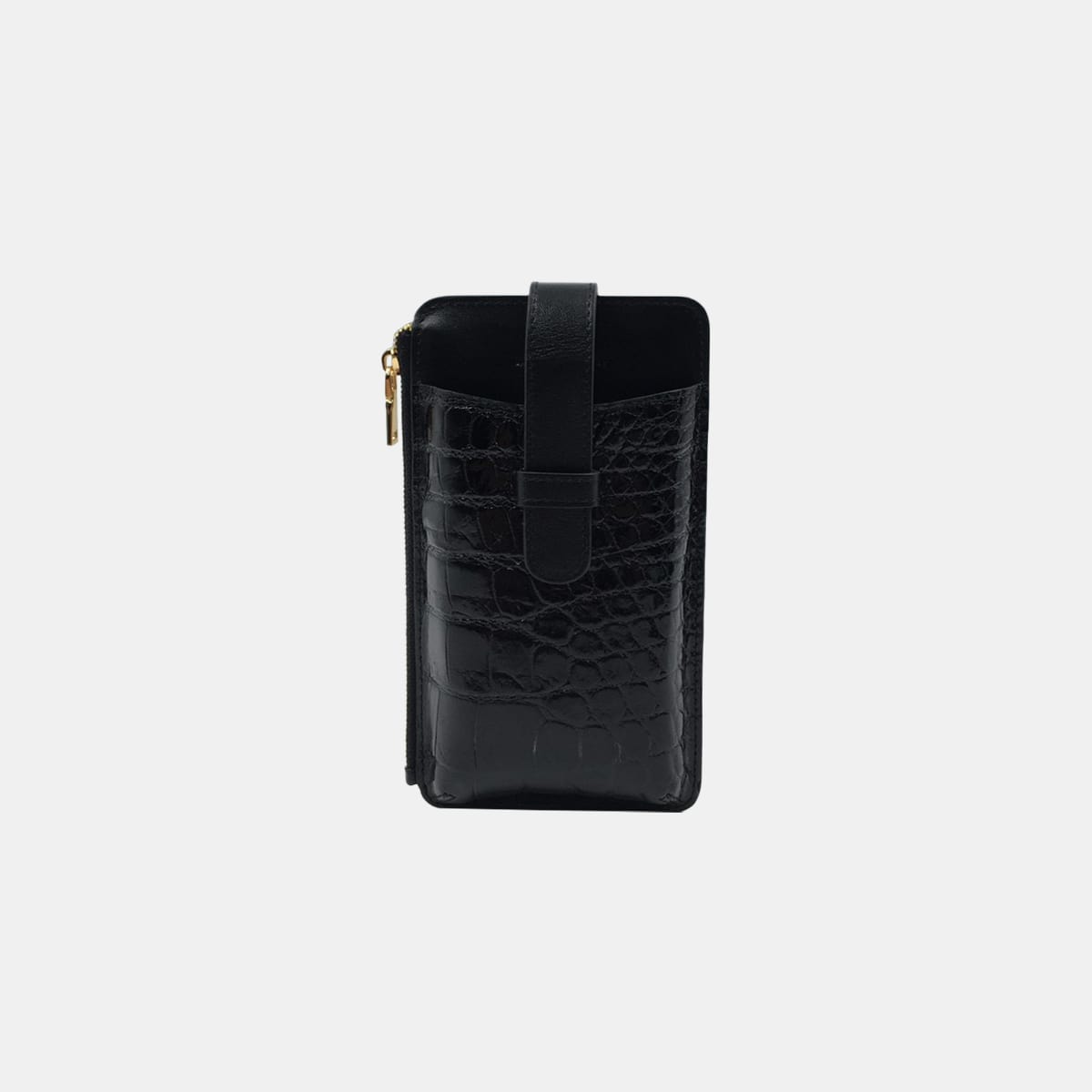 Claudia V2 Crocodile Belly Size 10cm Shiny Black