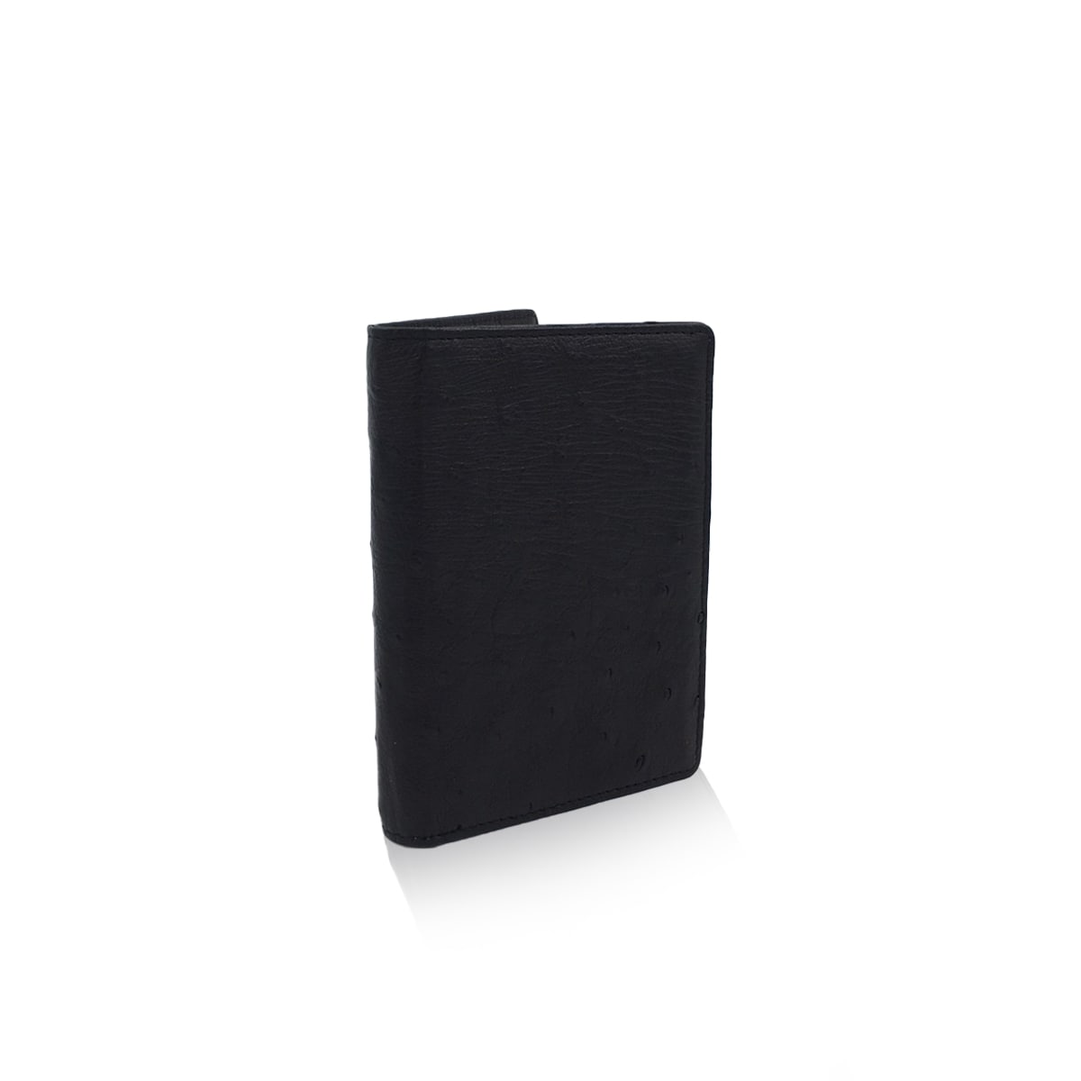 Dual Passport Ostrich Skin Black Size 10