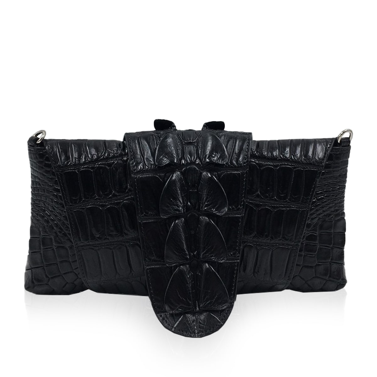 Fairy Square Crocodile Hornback Clutchbag Black Size 28cm