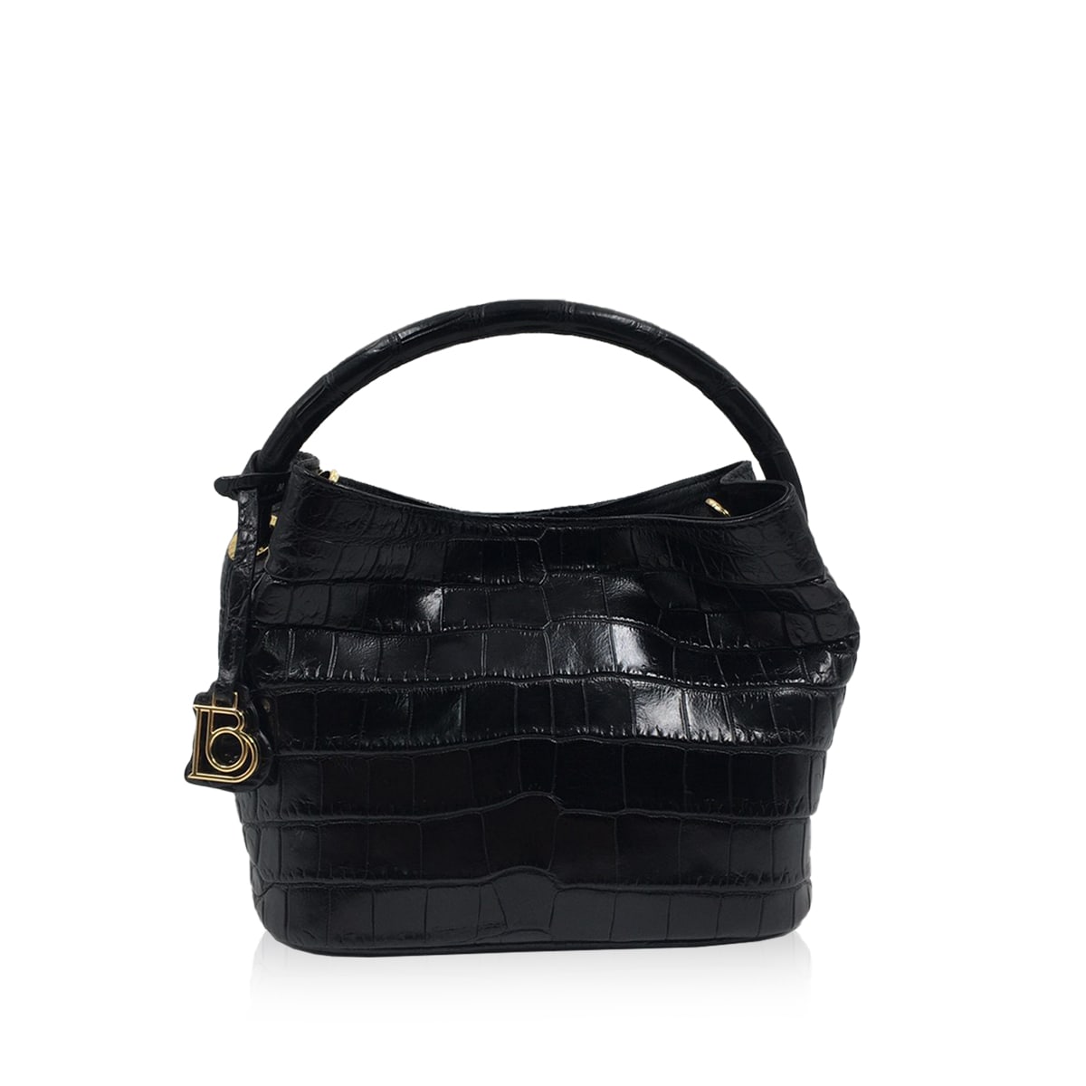 Rosalie Crocodile Handbag Black Size 30cm