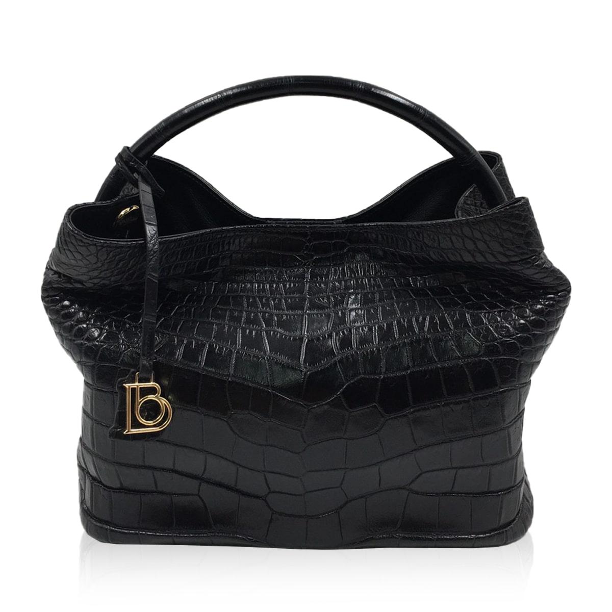 Rosalie Crocodile Handbag Black Size 37cm