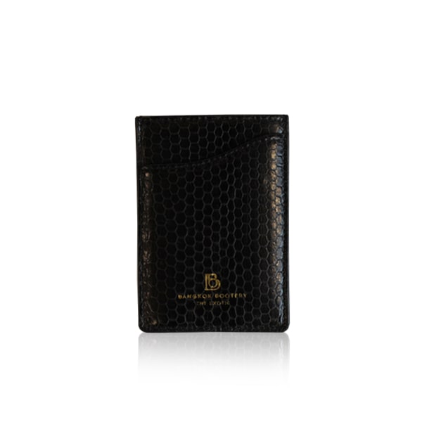 Sea Snake Leather Vertical Card Holder, Black