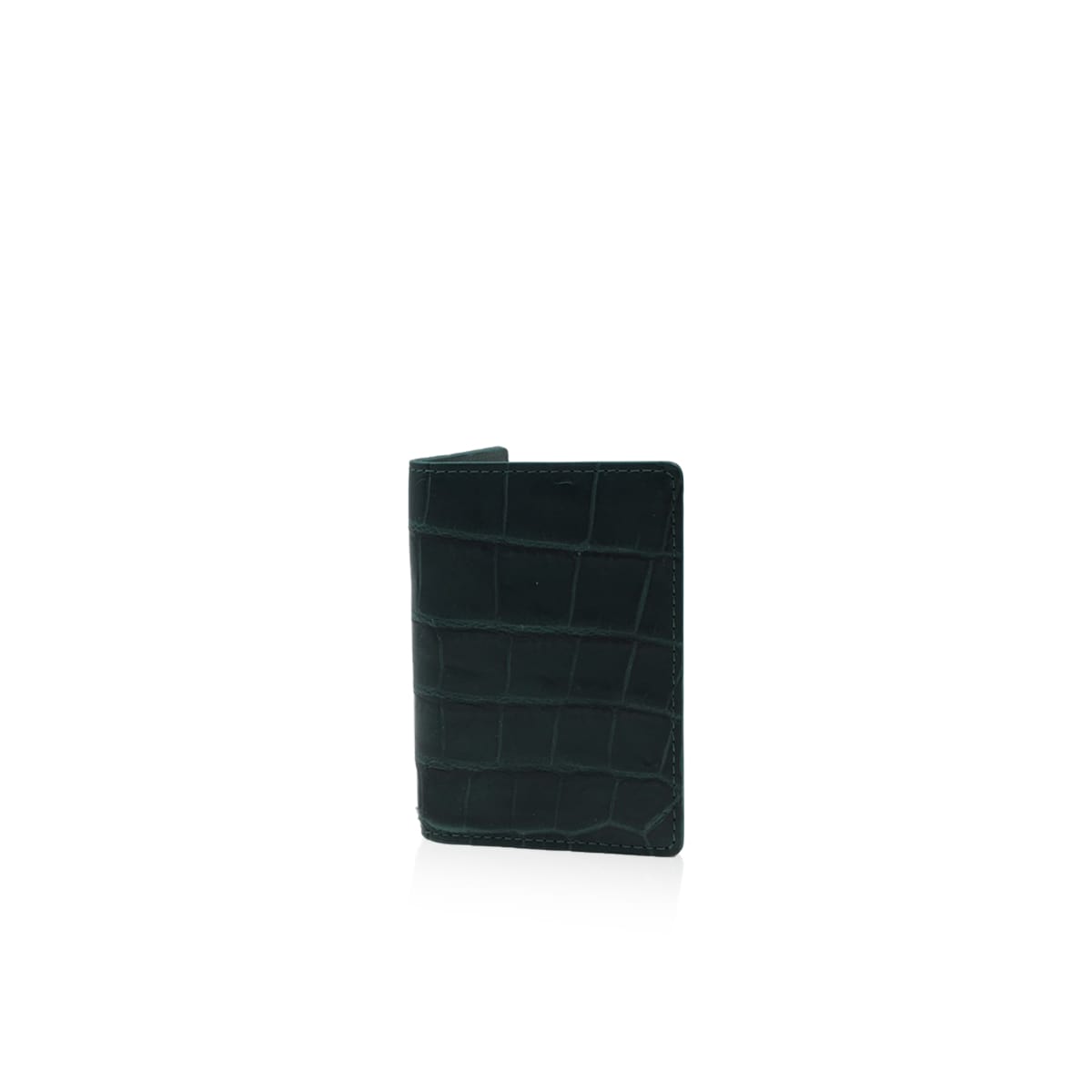 2 Pollar For Card Crocodile Leather Wallet Size 7cm Dark Green