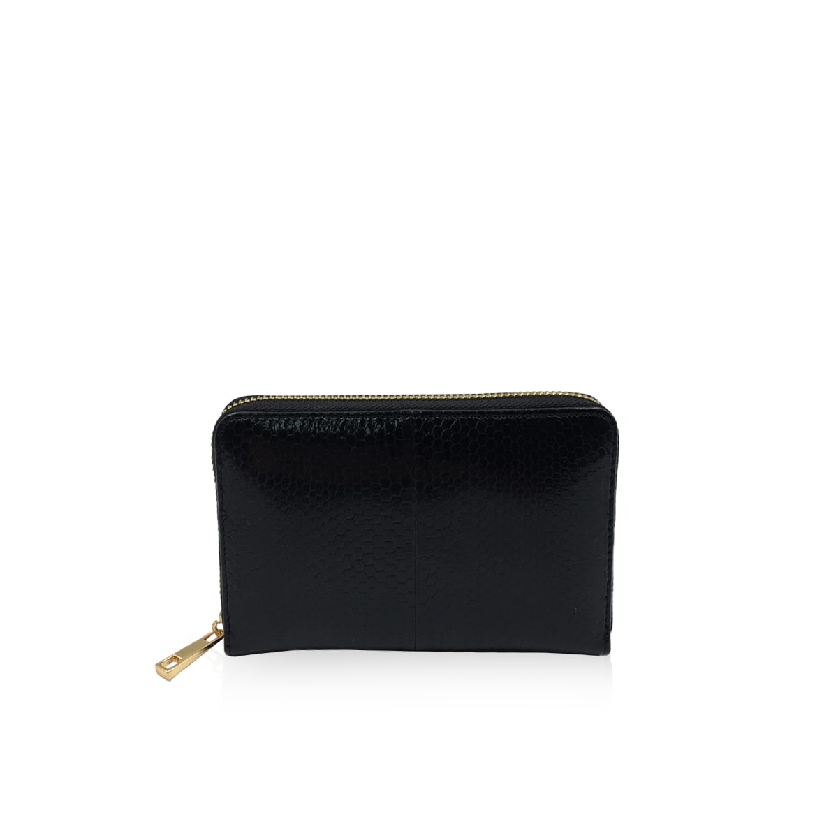 Round Zipper Sea Snake Purse Black Size 15cm